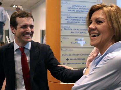 Casado y Cospedal, en la sede del PP en 2018.