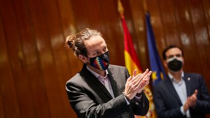 Pablo Iglesias en su traspaso de cartera como vicepresidente segundo y ministro de Derechos Sociales y Agenda 2030, el pasado 31 de marzo.