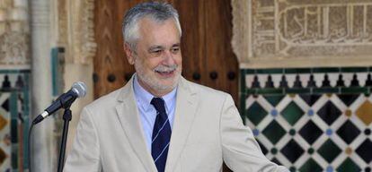 El presidente de la Junta, José Antonio Griñán, este viernes, en la Alhambra.