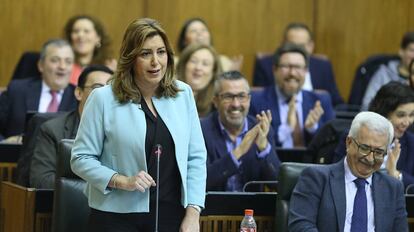 Susana Díaz, este jueves en el Parlamento andaluz.