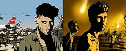 Dos fotogramas de <i>Waltz with Bashir,</i> de Ari Folman.