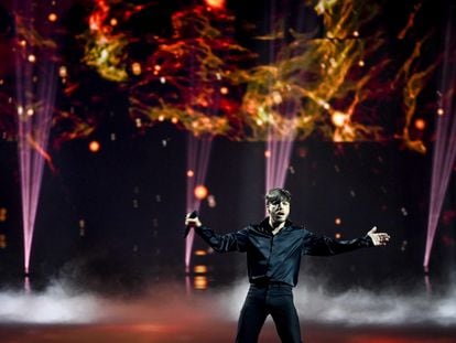 El representante de España Blas Cantó, durante una prueba del Festival de Eurovisión 2021.