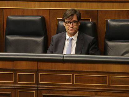 El ministro de Sanidad, Salvador Illa, durante una sesión de control al Gobierno en el Congreso de los Diputados tras el estado de alarma, en Madrid (España).