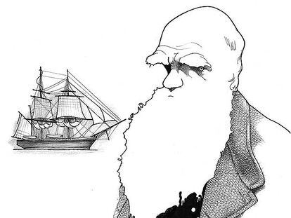 El científico británico Charles Darwin visto por Loredano.