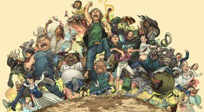 Algunos de los personajes de 'Runaways', por Adrian Alphona.