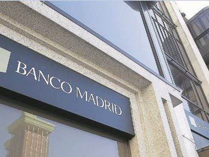 La antigua sede de Banco Madrid, en la plaza Margaret Thatcher de Madrid.