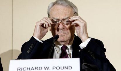 Richard Pound en la rueda de prensa de la AMA de este lunes.