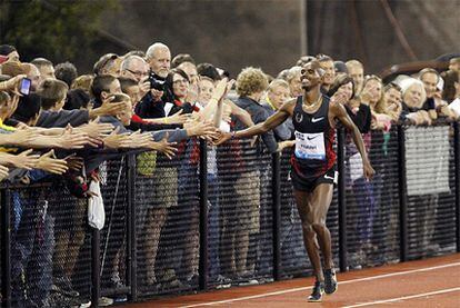 Mo Farah, de Gran Bretaña, tras conseguir la mejor marca europea de la historia.