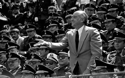 El expresidente mexicano José López Portillo en un acto público en 1979.