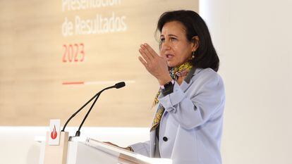 La presidenta del Banco Santander, Ana Botín, durante la presentación de resultados de la entidad.
