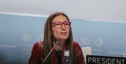 La presidenta de la Cumbre del Clima, la chilena Carolina Schmidt en la presentación de las conclusiones.