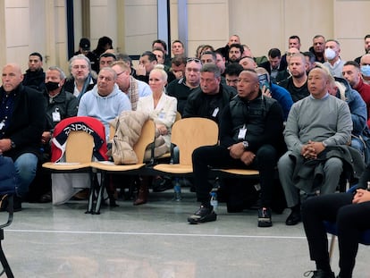 Los acusados en el juicio contra la rama mallorquina de la banda Los Ángeles del Infierno, en enero en la Audiencia Nacional.