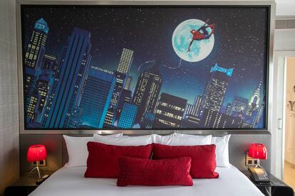 Detalle de una de las habitaciones del nuevo Hotel New York: The Art of Marvel.