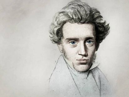 Boceto de Kierkegaard realizado por Niels Christian Kierkegaard hacia 1840.