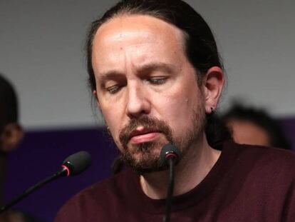 Comparecencia ante los medios de Pablo Iglesias, candidato de Podemos a la comunidad de Madrid.