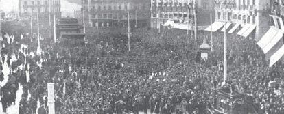 Puerta del Sol, 4 de enero de 1920. Cortejo fúnebre de Benito Pérez Galdós
