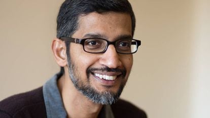 Sundar Pichai, consejero delegado de Google, durante la entrevista en la sede de la empresa en Mountain View (California).