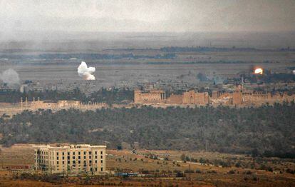Avance de las tropas gubernamentales en la ciudad de Palmira, tomada por el Estado Islámico hasta 2017.