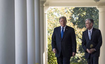 Donald Trump y Jerome Powell, presidente de la Reserva Federal de EE UU, en la Casa Blanca en 2017.