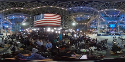 Visión en 360º de la convención demócrata en Nueva York el 8 de noviembre de 2016.