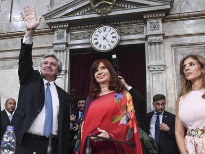 ELpresidente argentino, Alberto Fernandez, en el Congreso con la vicepresidenta, Cristina Fernandez de Kirchner