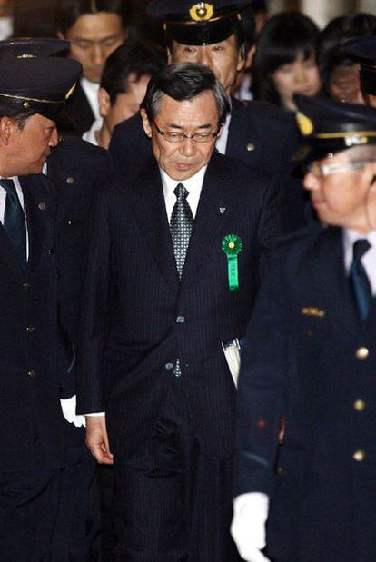 El presidente de Tepco, Masataka Shimizu, ayer.
