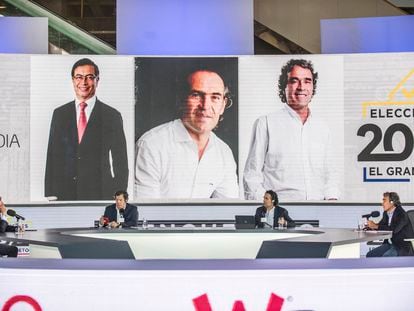 Los candidatos durante el debate presidencial de esta jueves en Colombia.
