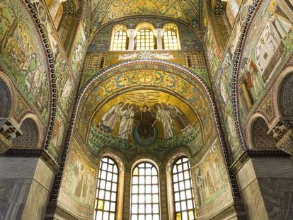 Mosaico del ábside de la basílica de San Vitale, en Rávena (Italia).