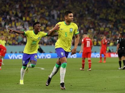 Casemiro celebra su gol ante Suiza.