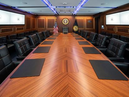 Sala de conferencias principal del recinto de crisis de la Casa Blanca, el 16 de agosto de 2023.
