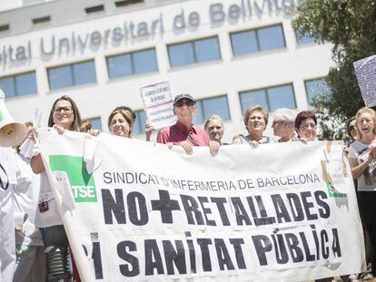 Manifestació a l'hospital de Bellvitge de Barcelona el 2014