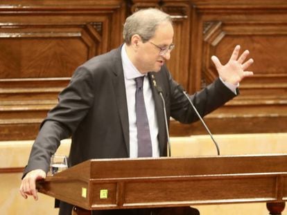 Quim Torra, este jueves en el Parlament.