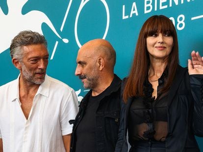 Vincent Cassel, Gaspar Noé y Monica Bellucci en el 76 Festival de Venecia.