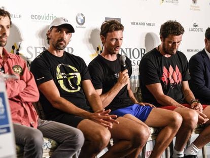 Clavet, Ivanisevic, Ferrero, Safin y Costa, durante la presentación del torneo en Marbella.