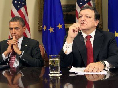 Los presidentes Obama y Barroso en la Casa Blanca.
