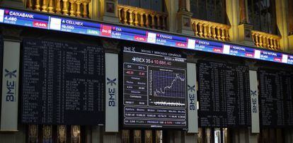 Panel con datos del principal indicador de la Bolsa espa&ntilde;ola, el IBEX 35.