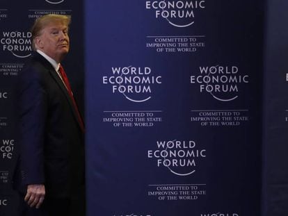 El presidente de EE UU, Donald Trump, el miércoles tras una de las conferencias en el Foro Económico Mundial, en Davos.