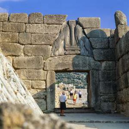La puerta de los Leones, en el yacimiento arqueológico de Micenas, en el Peloponeso. .