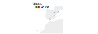 Las mayores comunidades de senegaleses se concentran en Barcelona (10.000), Almería y Baleares (4.000); Madrid y Girona (3.000).