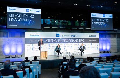 José Manuel Campa, presidente de la EBA, durante su discurso en el foro financiero organizado este lunes por KPMG y 'Expansión'.