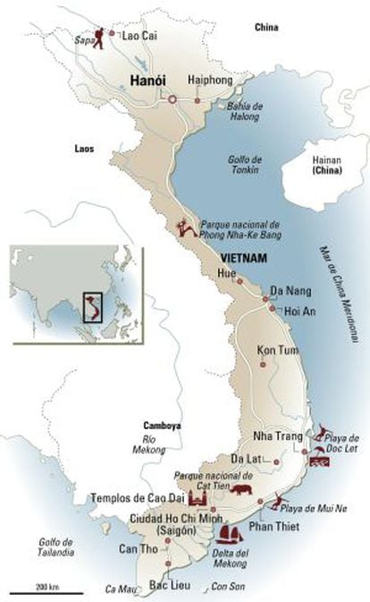 Mapa de Vietnam.