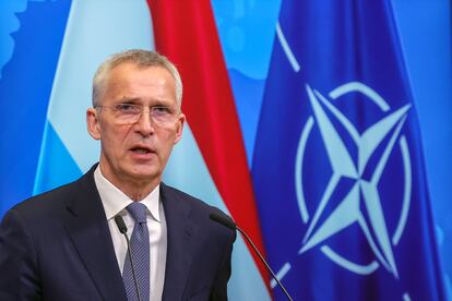 El secretario general de la OTAN, Jens Stoltenberg, este jueves en una rueda de prensa en Luxemburgo.