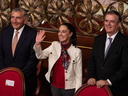 Los tres aspirantes a la candidatura de Morena para las elecciones de 2024: Adán Augusto López, Claudia Sheinbaum y Marcelo Ebrard