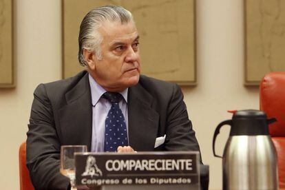 Luis Bárcenas ayer en el Congreso durante su comparecencia en la comisión de investigación.