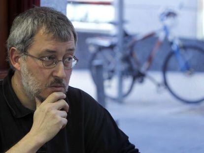 El poeta jorge Riechmann durante la entrevista,en Madrid.