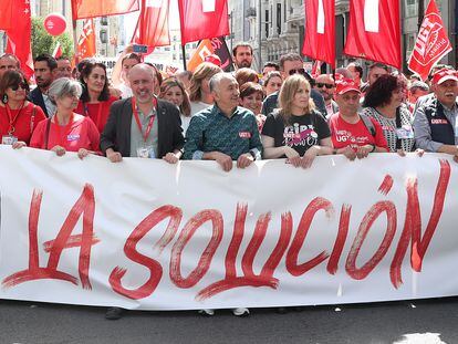 Manifestacion del Primero de Mayo, día de los Trabajadores en Madrid,.