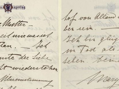Detalle de una de las cartas escritas por Mary Vetsera antes de suicidarse junto al pr&iacute;ncipe heredero Rodolfo de Habsburgo.
 