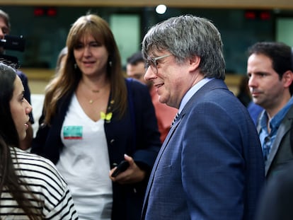 Laura Borràs ha acompañado a Carles Puigdemont este miércoles, en Bruselas.