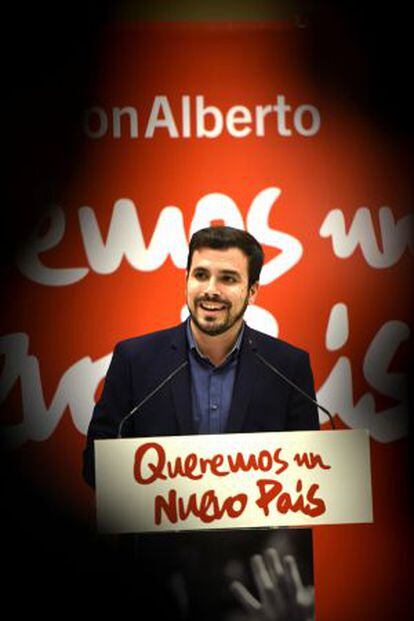 El candidato de Izquierda Unida-Unidad Popular a la presidencia del Gobierno, Alberto Garzón.