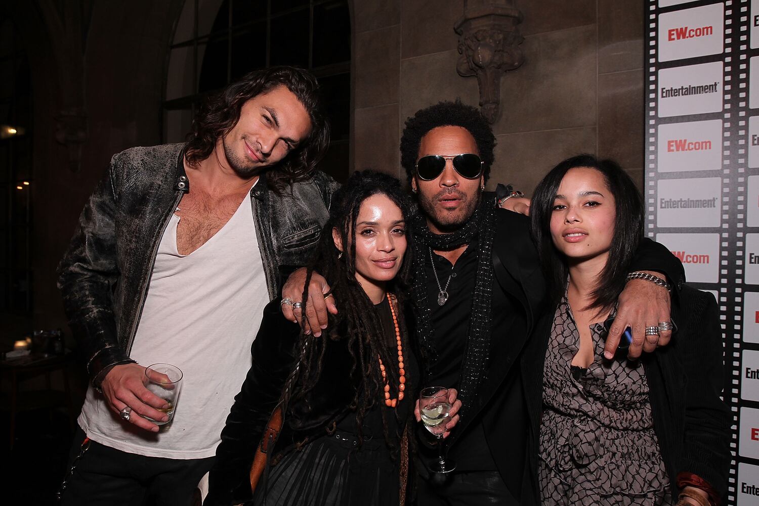 Desde la izquierda, Jason Momoa, Lisa Bonet, Lenny Kravitz y Zoe Kravitz  en una imagen de 2019 en Los Ángeles, California. 